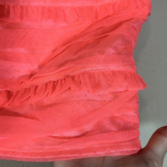 For Love & Lemons Mini Skirt Small Vixen Swiss Dot Neon Pink Ruched - Picture 4 of 7